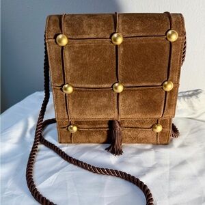 Vintage Collectable Italian Suede Brown Crossbody Bag